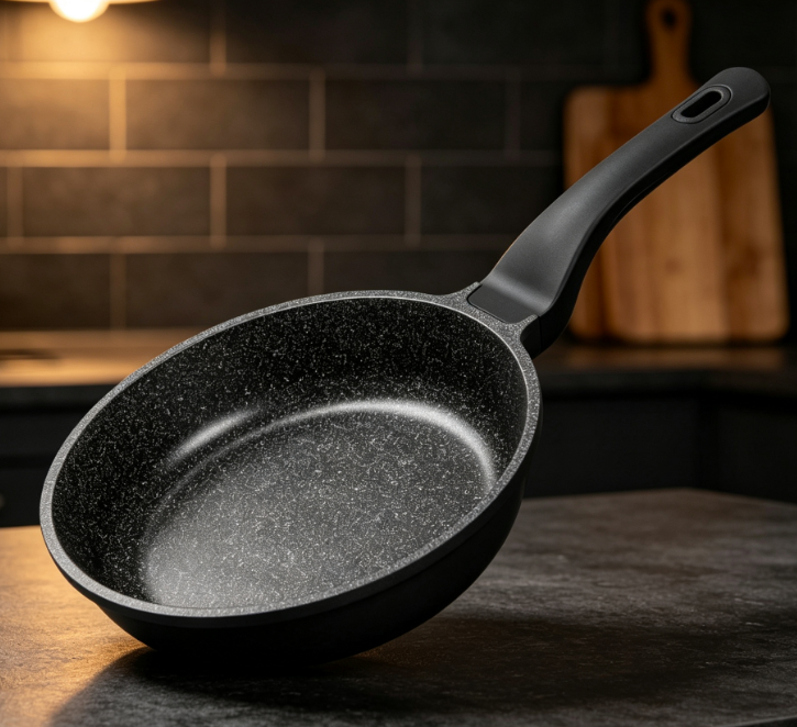 Silicone Handle Non Stick Frying Pan, Durable, Compatible With All Stovetops
