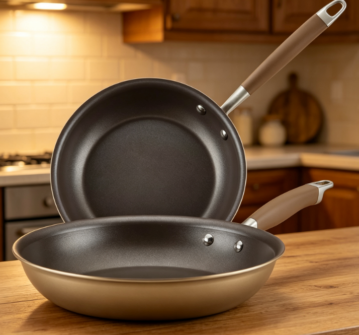 Hard Anodized Non Stick Frying Pan, Durable 2 Piece Set